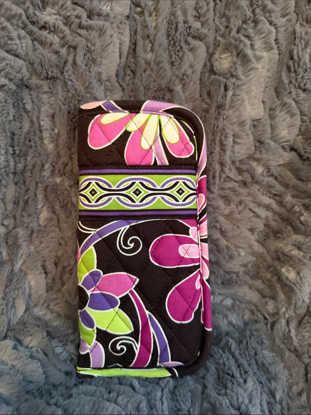 Vera Bradley Quilted Floral Phone Wallet Case in Black, Purple & Green